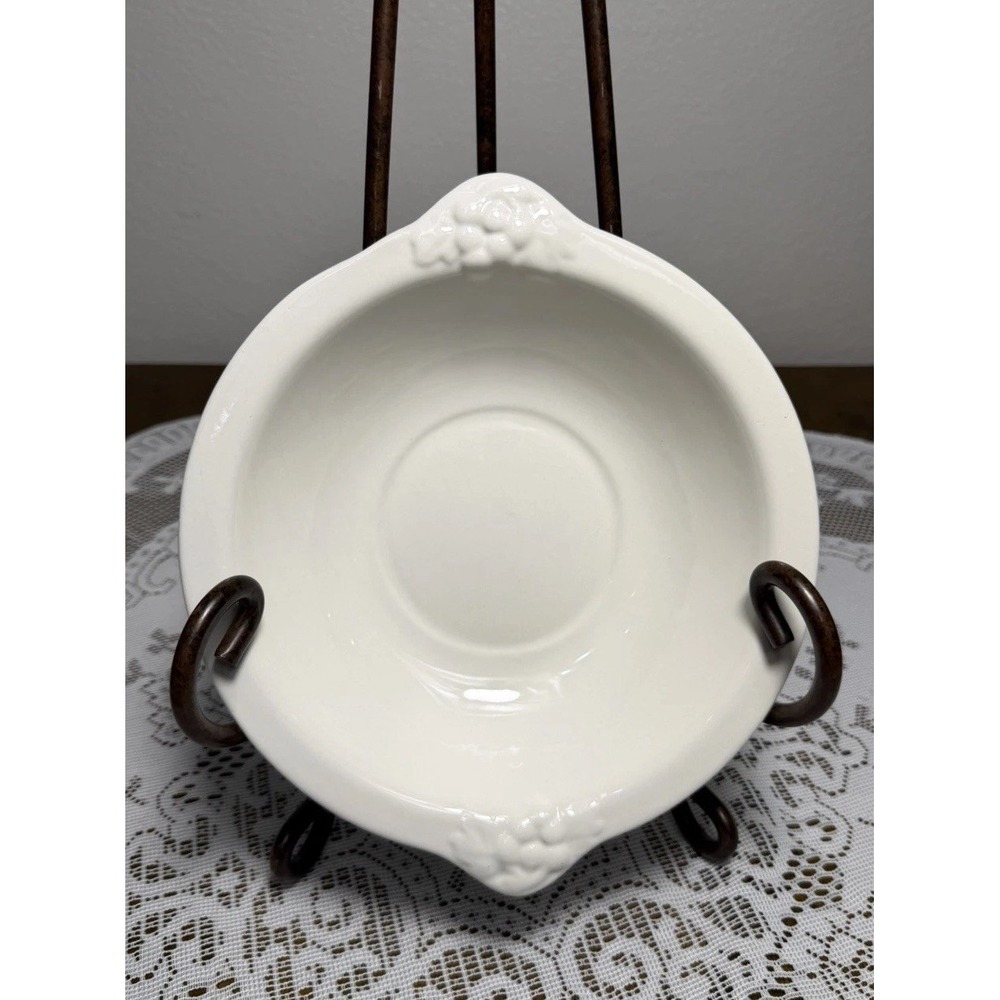 Vintage Lefton White Ironstone Ceramic Grapevine Wash Basin-Bowl W/Pottery Mark